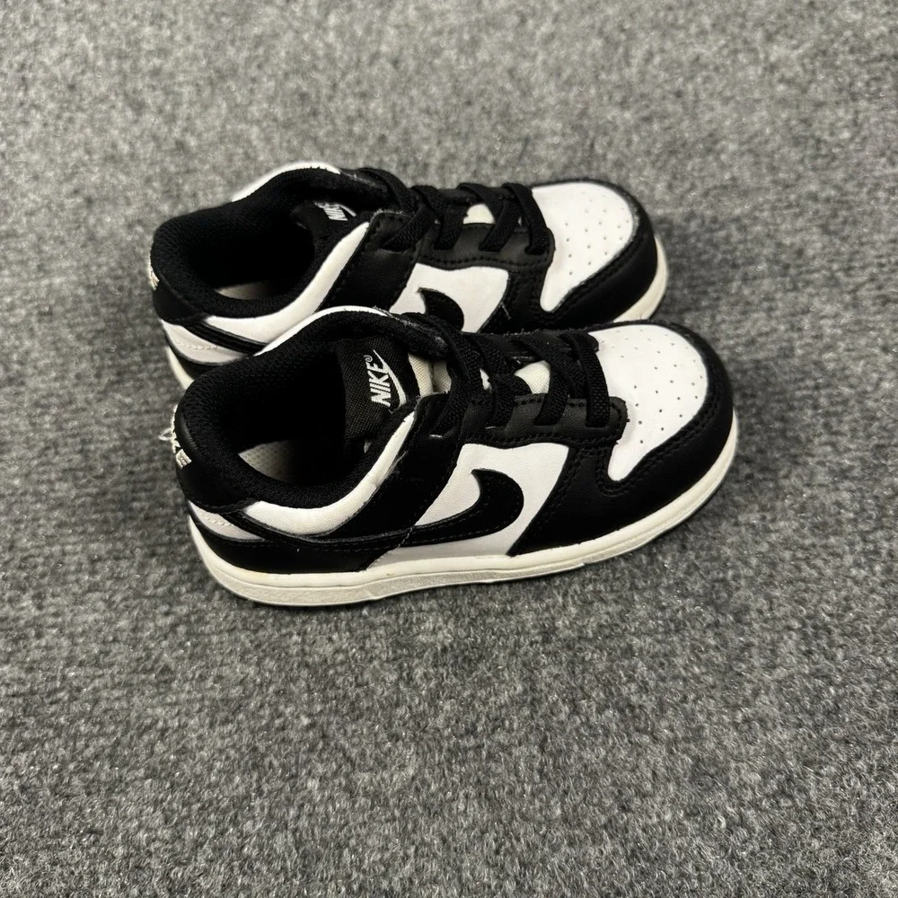 Nike Dunk Low Shoes Toddler Size 8C Black White Panda Sneakers CW1589-100